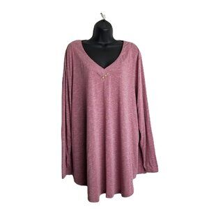 U Vomade Tunic Top 3X Mauve Pink V Neck Boho Cottagecore Soft Girl